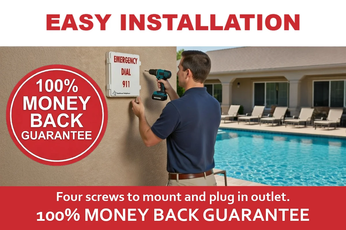 Simple installation and setup process - easy mounting and activation of pool emergency phone